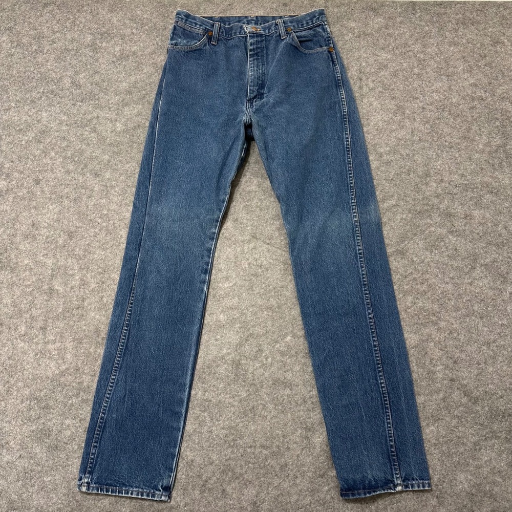 Wrangler Jeans Women 13x34 Blue Vintage Made In USA Cowboy Cut Straight Leg